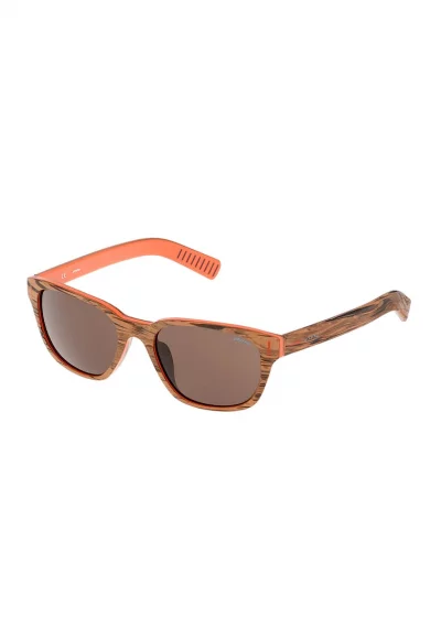 Унисекс овални слънчеви очила с дървен ефект