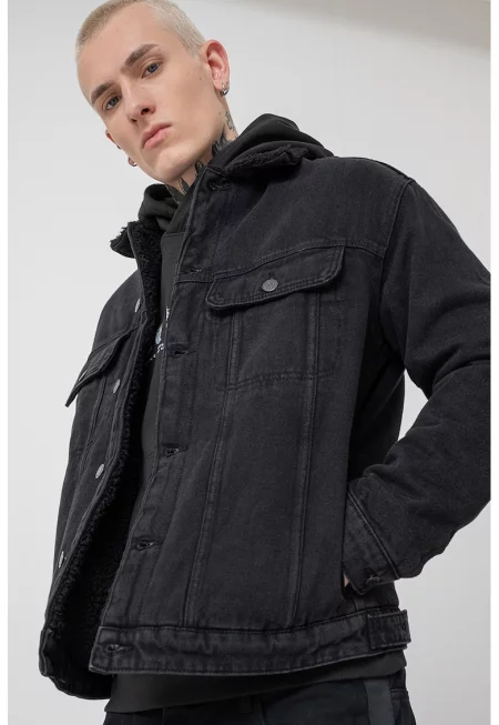 Яке от деним с джобове - Черен