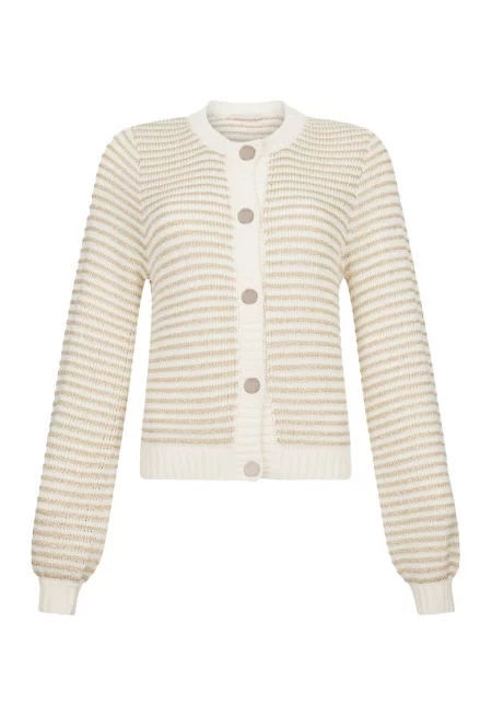 Жилетка с бляскаво райе - Бежов