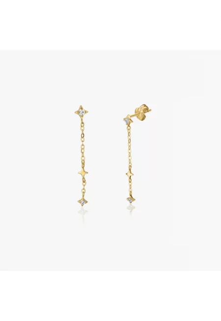 Златни обеци Make a wish - Цирконий