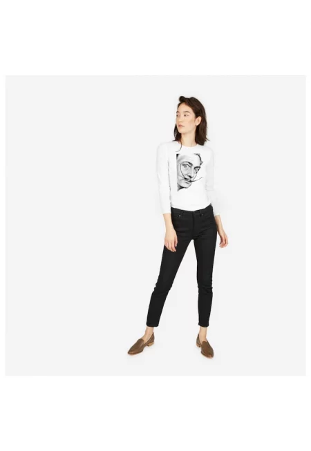 888113634-Бяла дамска блуза - Dali - Портрет