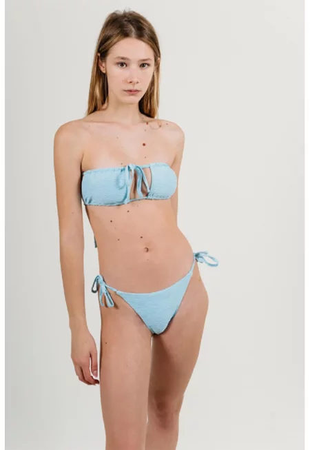 Бански от две части с връзки - Пастелносин