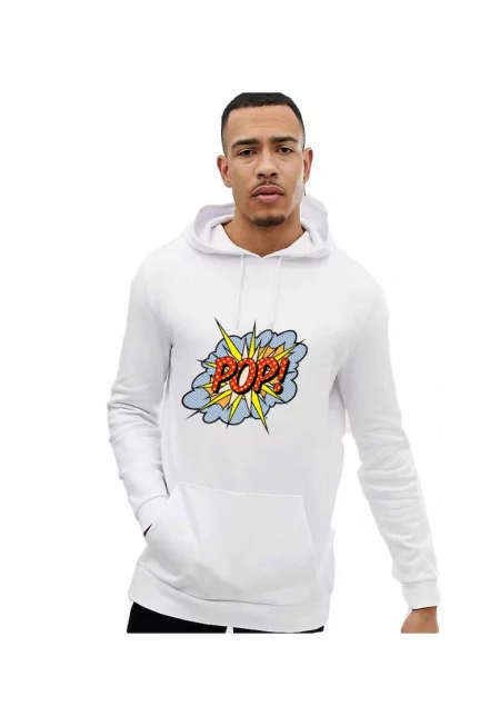 Бяла мъжка качулка - POP