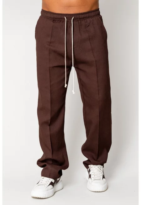 Дълъг панталон с връзки  Тъмнокафяв