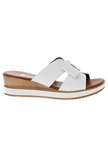 Дамски чехли - кожа -  D6456-00 - бели