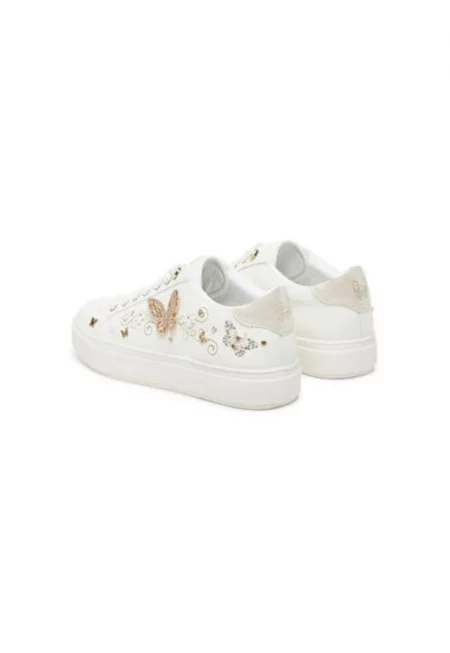 Дамски спортни обувки - 13966826 -  Екокожа - Бял