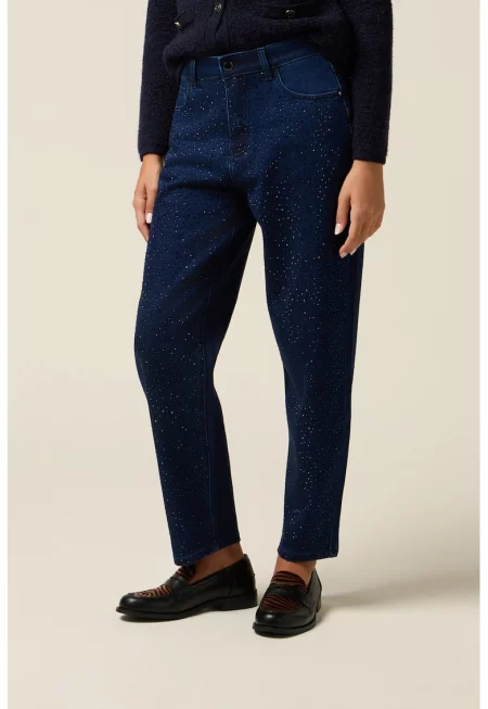 Дънки с декоративни камъни - Тъмносин