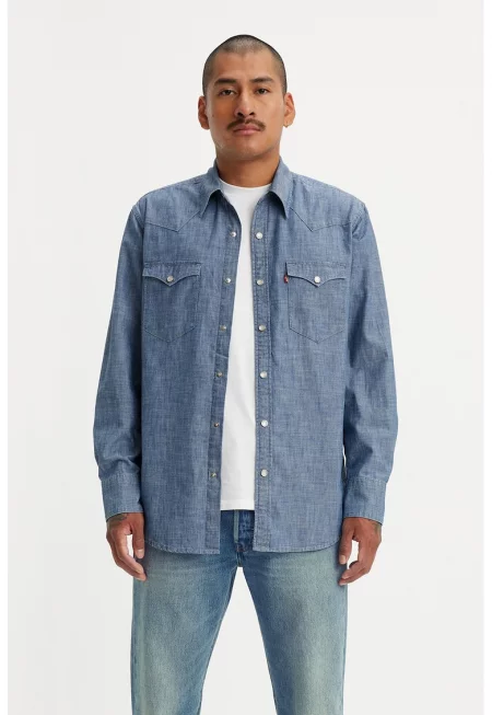 Дънкова риза Barstow с джобове - Прашно синьо