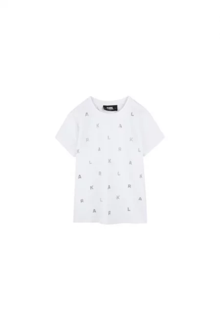 Детска тениска Karl Lagerfeld за момичета - Органичен памук/Модал - Бяла - Бял