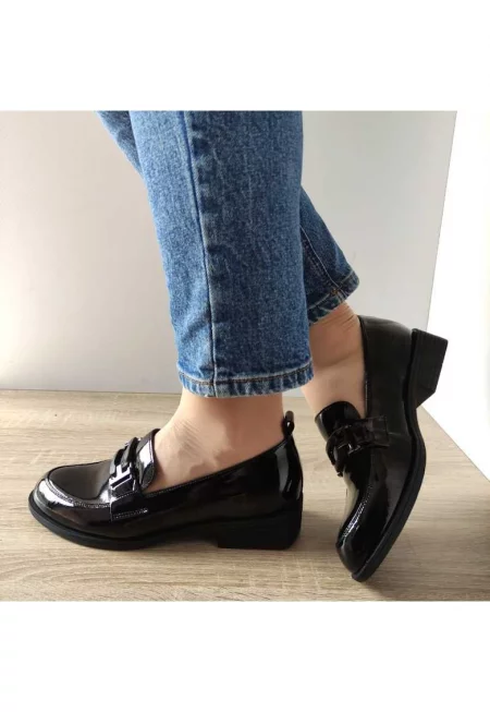 Ежедневни дамски обувки  200415-80 черен лак - черен - Черен