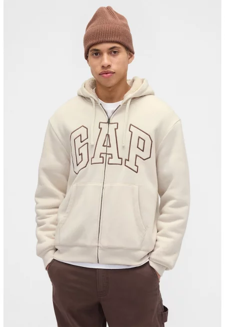 Худи с цип и лого с плюшена подплата