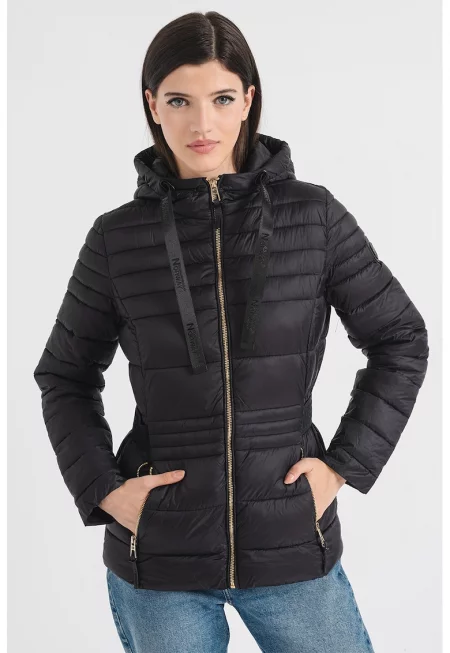 Капитонирано зимно яке Beya с лого - Черен