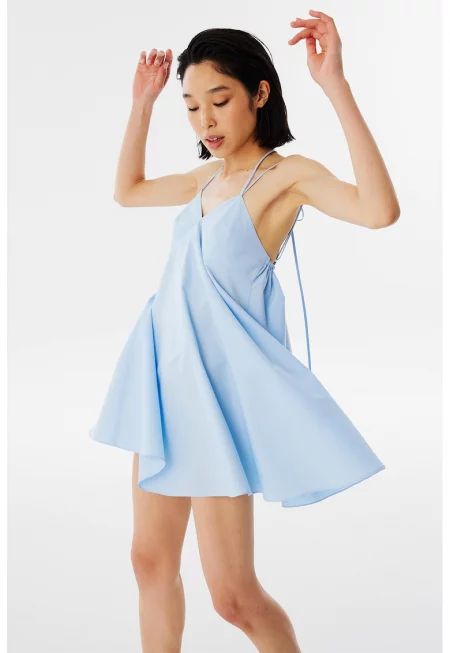 Къса стелеща се рокля - Светлосин
