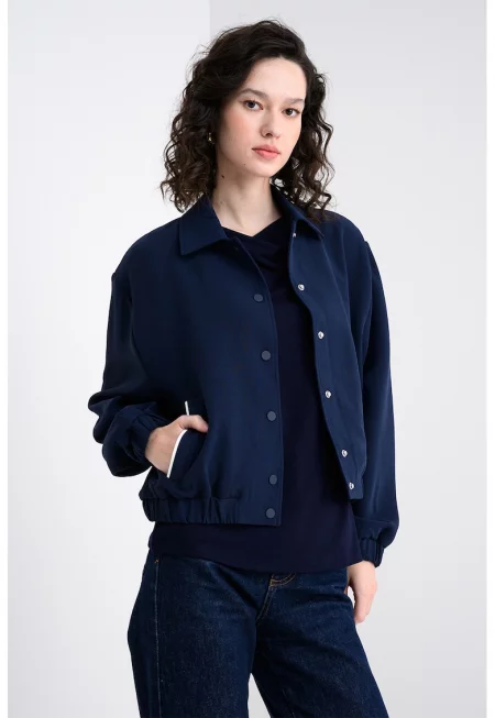 Късо яке с капси - Индигово синьо