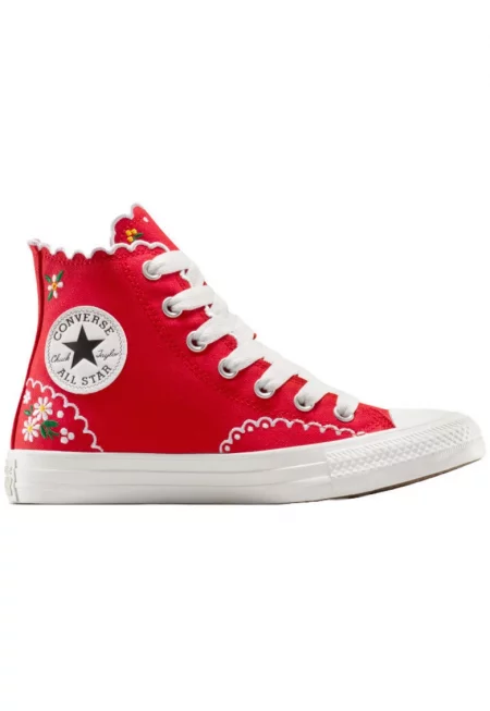 Кецове  Chuck Taylor All Star Embroidered Flowers High Top Унисекс - Червен