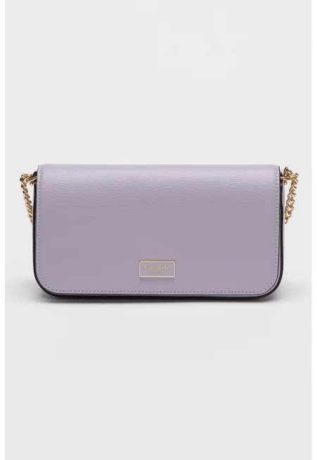 Кожена чанта през рамо Serena с капаче - Лилав