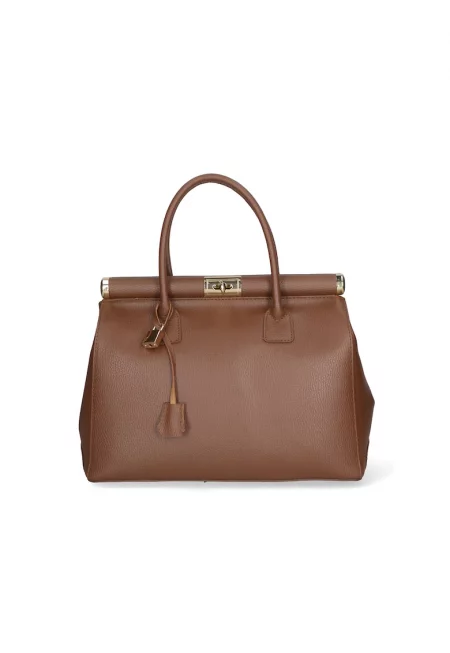 Кожена чанта с отделяща се презрамка - Кафяв