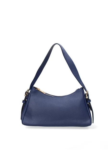 Кожена чанта за рамо Calliope - Тъмносин