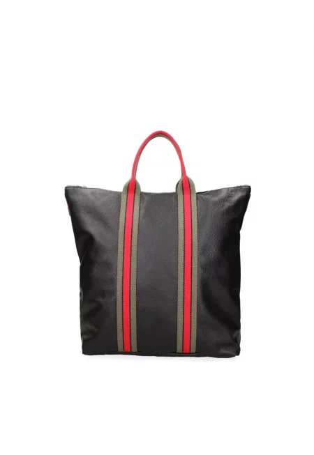 Кожена шопинг раница - Зелен/Черен