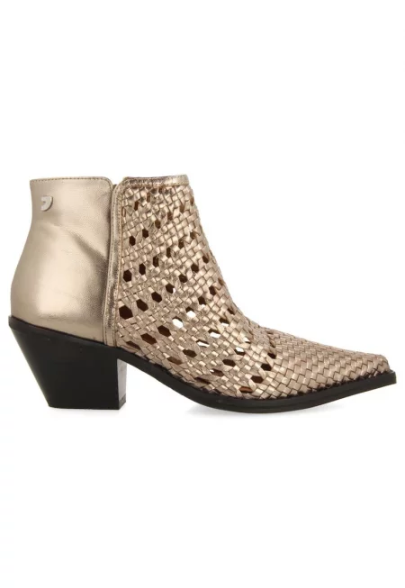 Кожени боти с плетени зони - Сив
