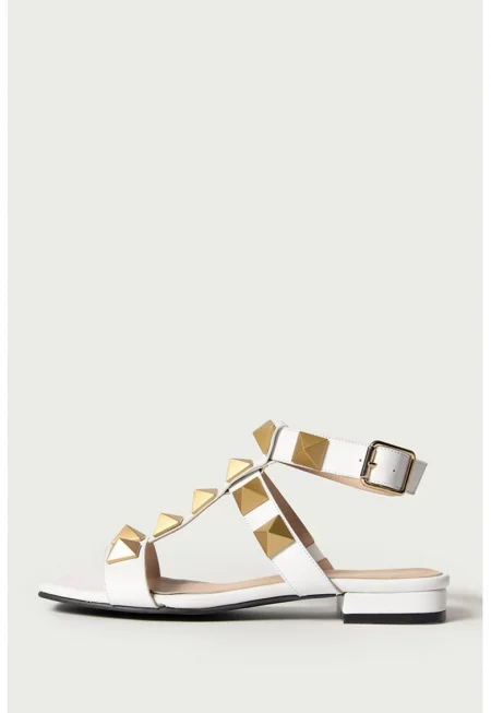 Кожени сандали Ariella с капси - Бял/Златист