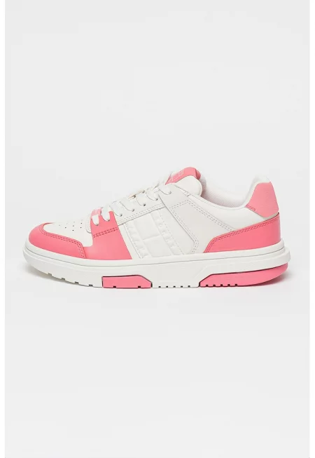 Кожени спортни обувки The Brooklyn с лого - Бял/Фуксия
