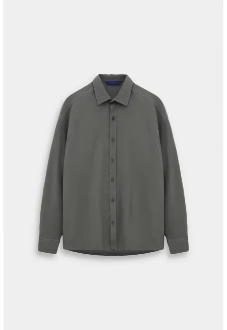 Мъжка риза  тъмносива regular fit модал