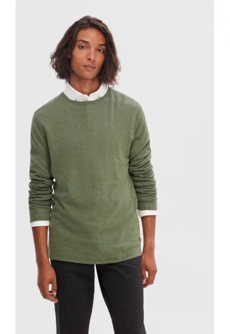 Мъжки пуловер -  634095 - зелен - лиоцел - Зелен