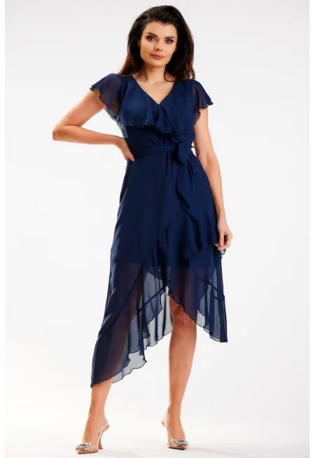 Миди рокля без ръкави - полиестер A574