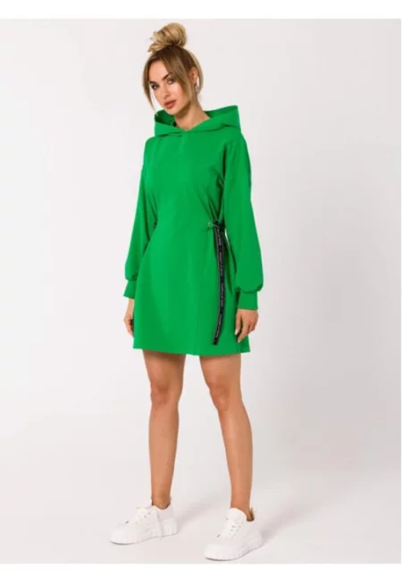 Мини рокля с качулка -  Cotton - Green - M