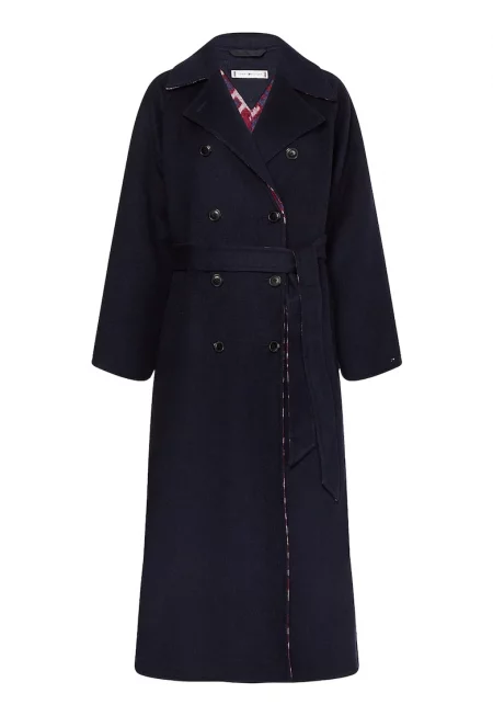 Палто с вълна и двуредно закопчаване с копчета