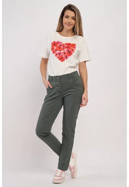 Панталон с висока талия - Каки