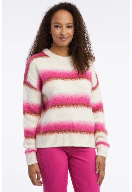 Плетен пуловер с райе