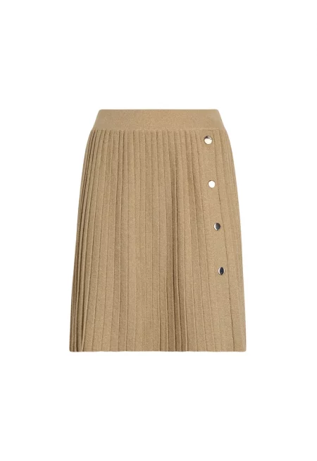 Плисирана пола с висока талия - Бежов