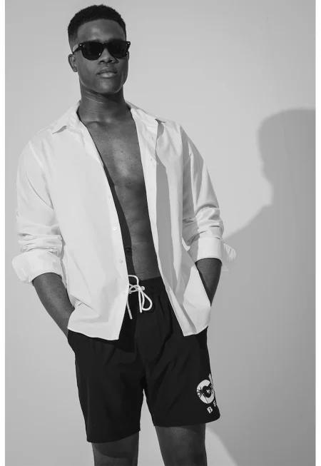 Плувни шорти с лого - Бял/Черен