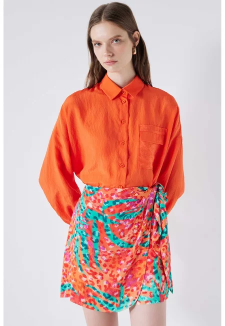 Пола с тропически принт - Мандарина/Розово/Син