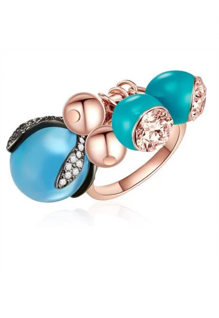 Пръстен с покритие от 14К злато и европейски перли - Розово златисто