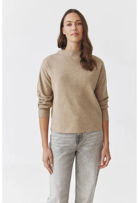 Пуловер Coraline с паднали ръкави - Бежов