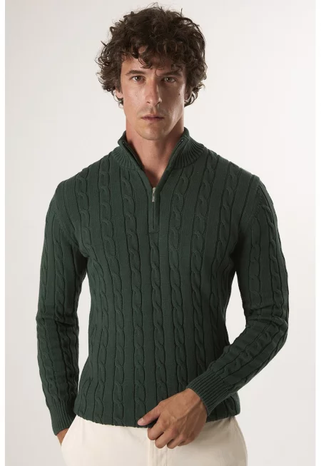 Пуловер с къс цип