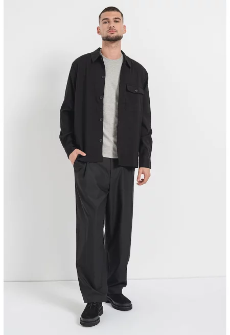 Риза с джоб - Черен