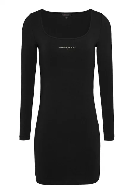 Рокля по тялото с овално деколте - Черен