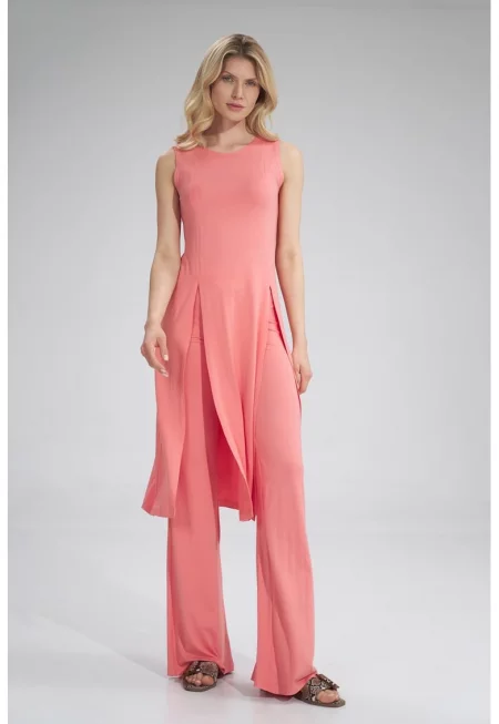 Рокля  розова - вискоза - с цепки - за жени -