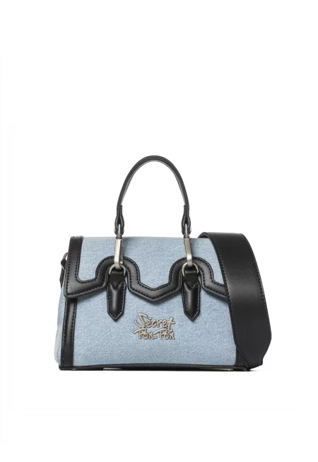 SECRET PON PON. - Дънкова чанта Lisandra Elite с еко кожа - Черен/Тъмносин