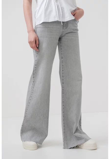 Широки прави дънки - Светло сив