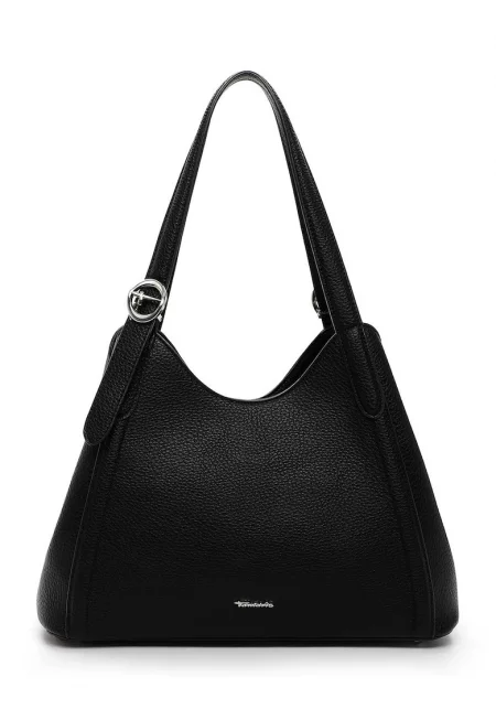 Шопинг чанта от еко кожа с метално лого - Черен