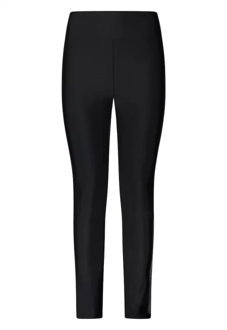 Скъсен клин с миди талия и странични ленти с лого - Черен