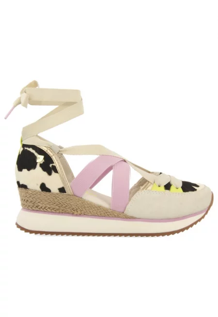 Скосени обувки с велур - Тъмнокафяв/Бежов