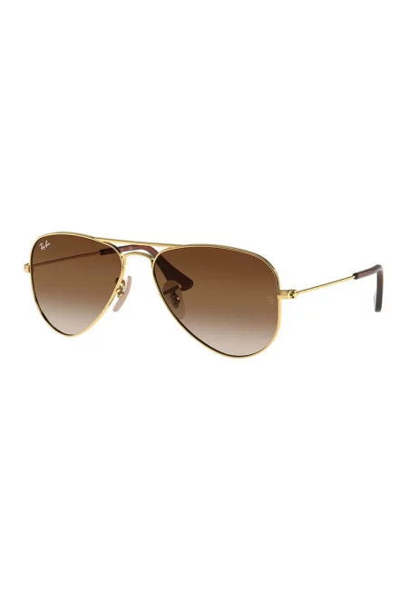 Слънчеви очила Aviator с метална рамка - Златист/Коняк кафяв