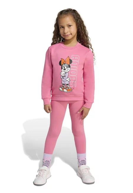 Спортен екип с памук с графика - Пастелнорозов/Мандарина/Бял