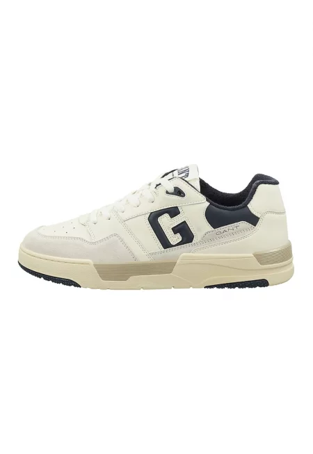 Спортни кожени обувки Brookpal с велур - Бял/Тъмносин